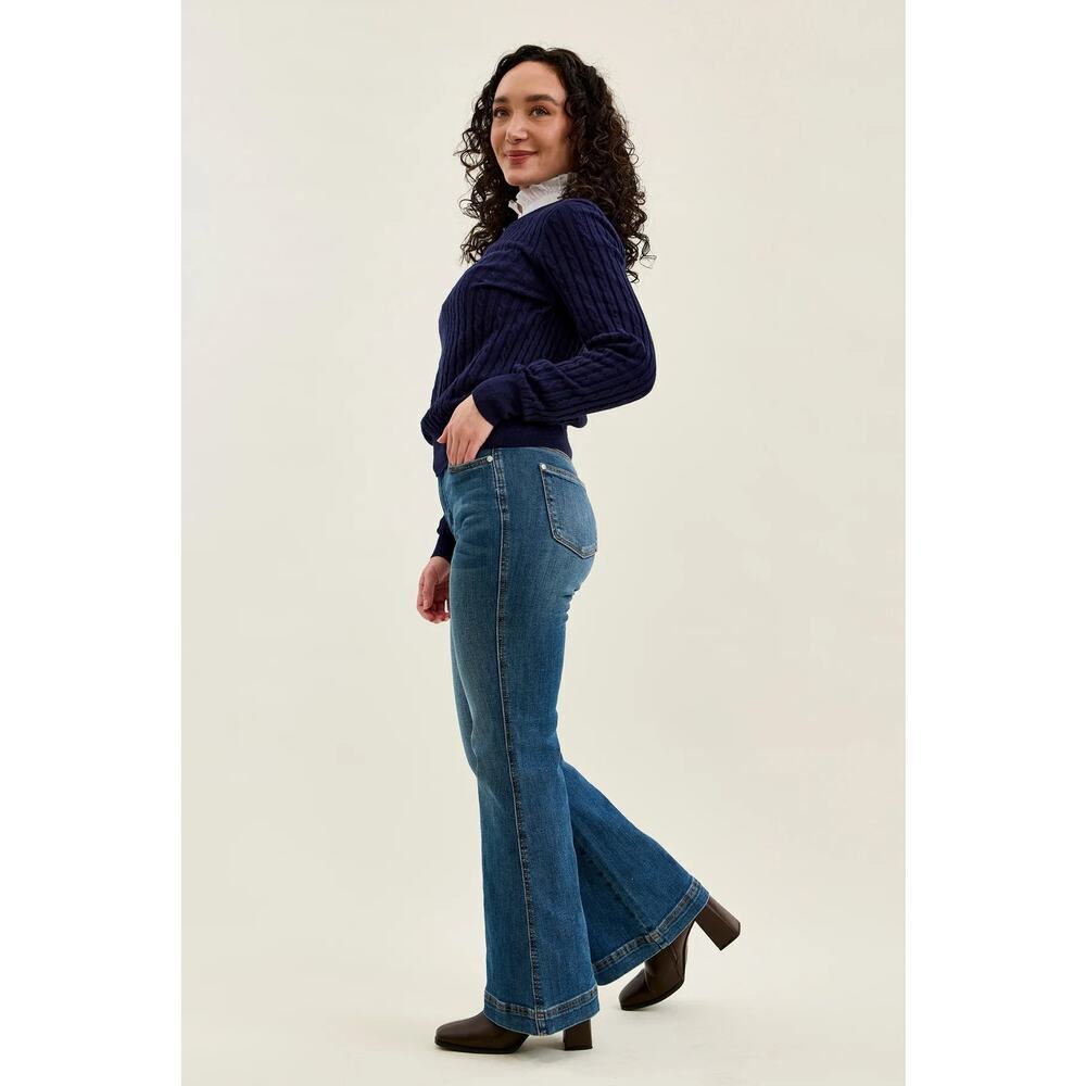 Petite Flare Tummy Control Double Button High Waist Jean (Make Offer) - Picture 5 of 12
